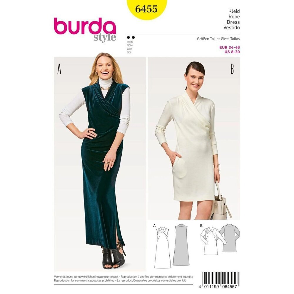 Burda Sewing Pattern 6455 Wrap Dress Misses Size 8-20‎